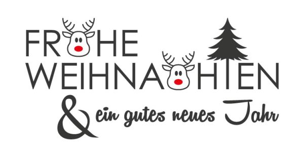 Schriftzug "Frohe Weihnachten und ein gutes neues Jahr"